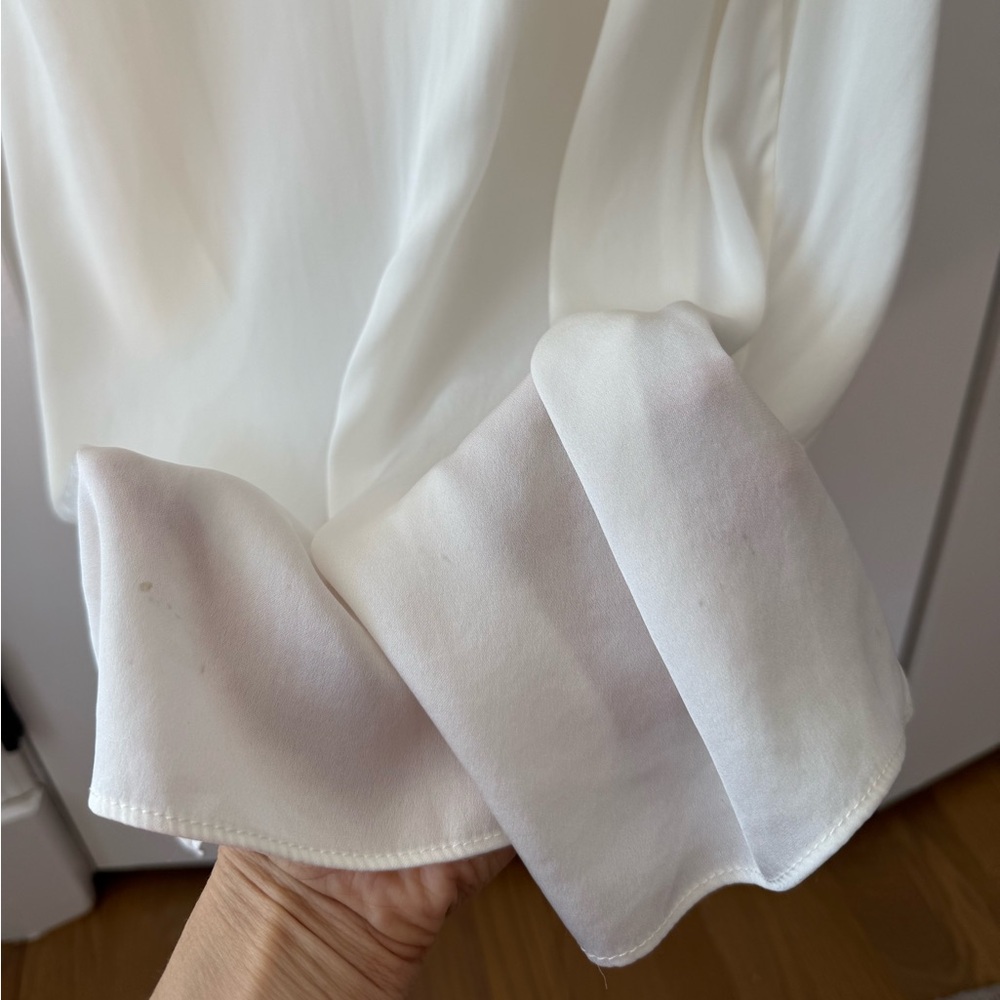 HELSA Serafina Silk V-Neckline Maxi Dress Detachable Scarf White NEW with tags - Picture 6 of 10